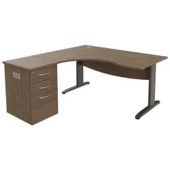 Pack Bureau Asymétrique Quatuor Pied L Métal Retour à Gauche Avec Caisson HB - Manutan