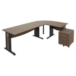 Pack Bureau Droit Quatuor Pied L Bois + Angle 90°+ Bureau Droit + Caisson Mobile