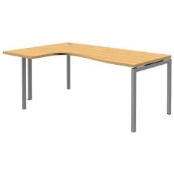 Bureau Compact Open - Hêtre/ Aluminium - Piètement Fixe -Magasin De Fournitures De Bureau AIG298709