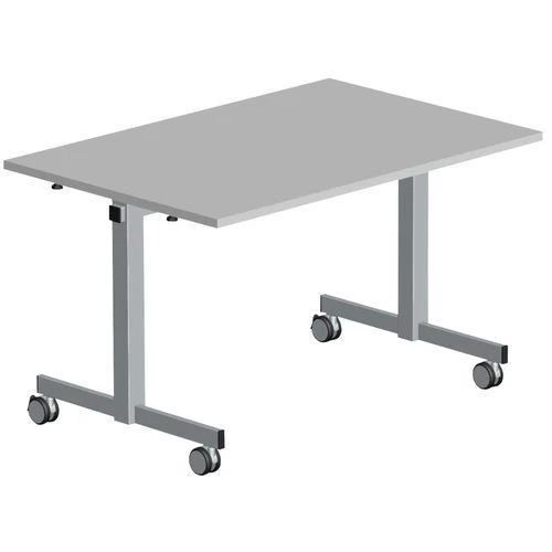 Table Mobile à Plateau Rectangulaire Pliant - Gris Clair 6 Table Mobile à Plateau Rectangulaire Pliant - Gris Clair – Image 4