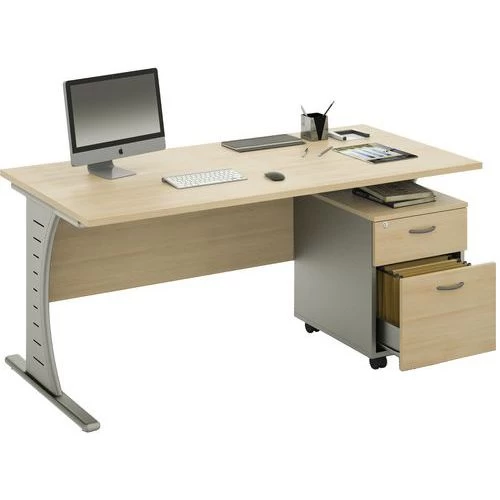 Pack Bureau Droit + Caisson Mobile 2 Tiroirs Clap 3 Pack Bureau Droit + Caisson Mobile 2 Tiroirs Clap