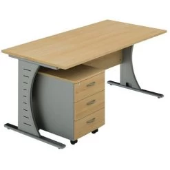 Pack Bureau Droit + Caisson Mobile 3 Tiroirs Clap