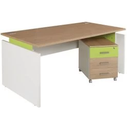 Pack Bureau Droit Linéo Chêne + Caisson Mobile