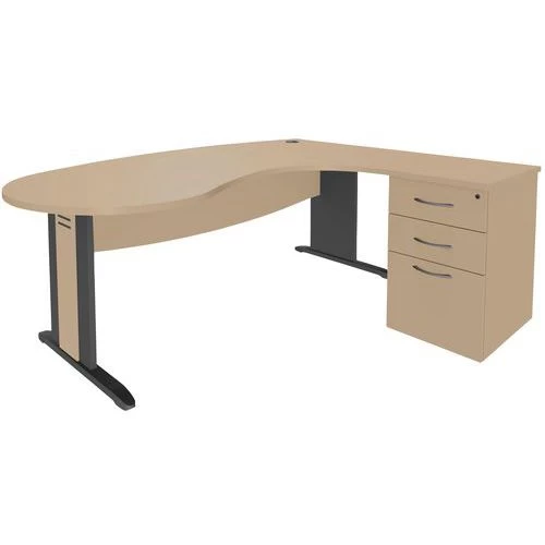 Bureau Convivial Quatuor Pied L Bois Avec Retour Et Caisson Hauteur Bureau - Manutan 7 Bureau Convivial Quatuor Pied L Bois Avec Retour Et Caisson Hauteur Bureau - Manutan – Image 5